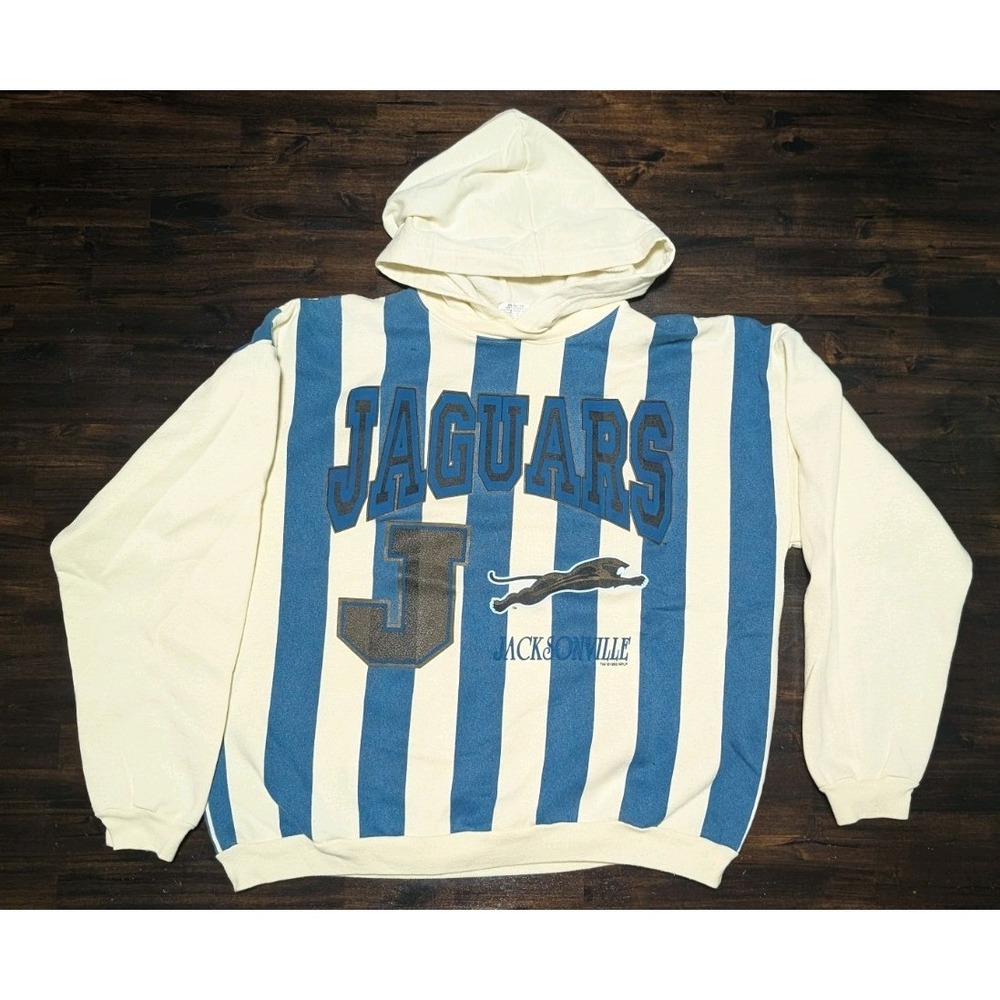🐆🏈 Jacksonville Jaguars 1993 Banned Logo Hooded Sweatshirt VTG Size L/XL 90s